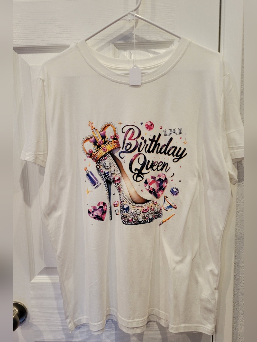 Birthday Queen Jewel  Graphic Tee - White